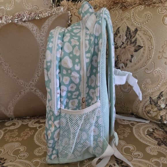 Pottery Barn Teen Aqua Gold Metallic Leopard Backpack - Picture 3 of 9